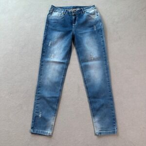 Original Exirys Jeans Womens 10 Blue Wash Distressed Skinny Slim Premium Quality